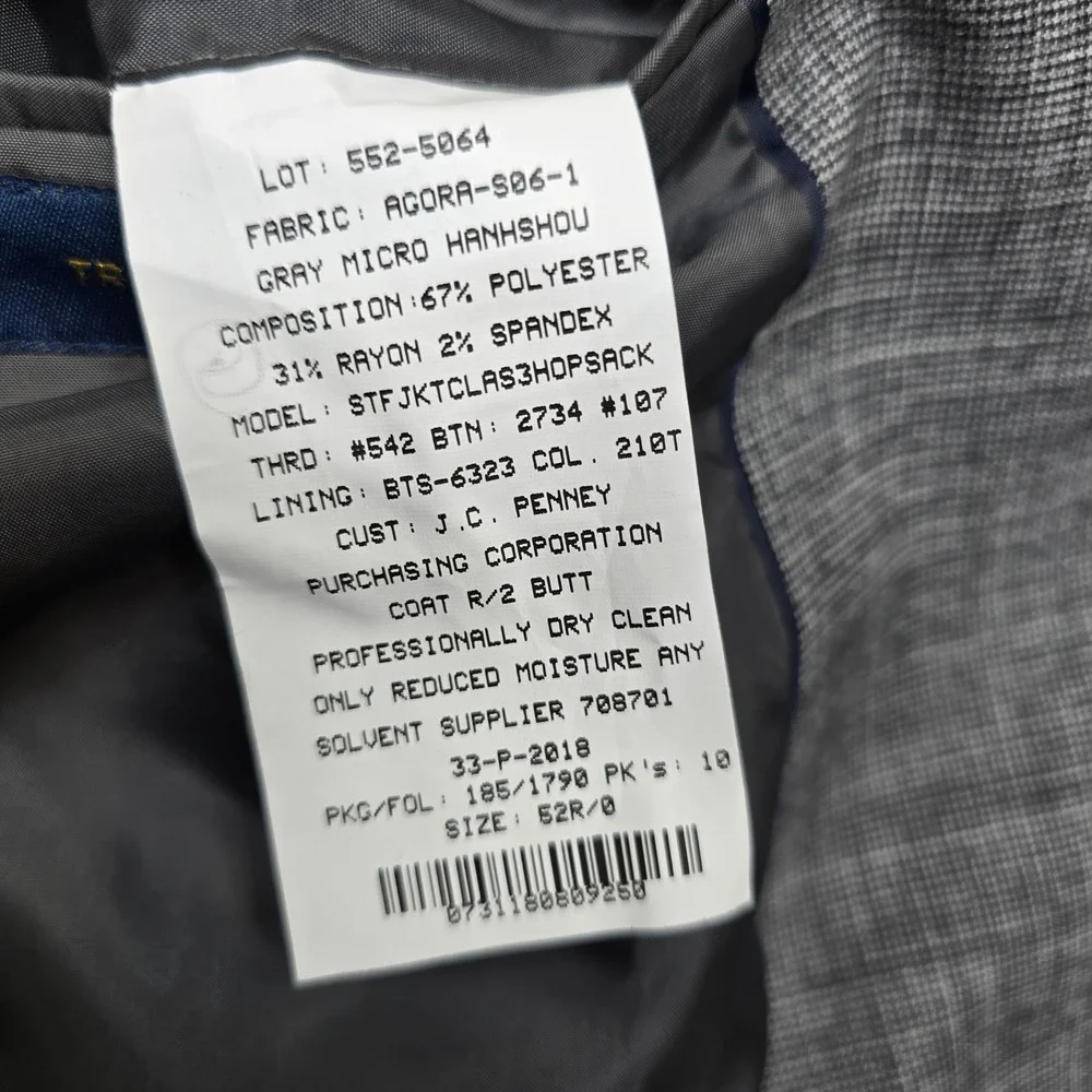 Stafford‎ Blazer Mens 52R 52 Gray Micro Pattern Travel Stretch Sport Coat